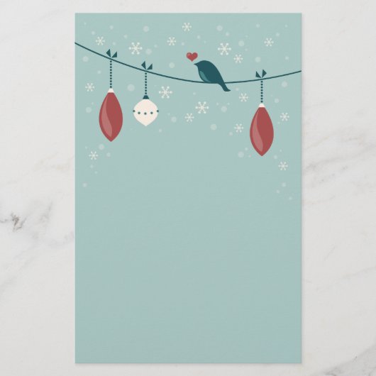Cute Winter Bird Holiday Briefpapier (Voorkant)