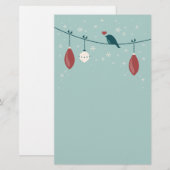 Cute Winter Bird Holiday Briefpapier (Voorkant / Achterkant)