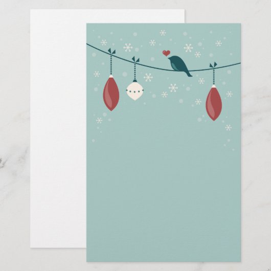 Cute Winter Bird Holiday Briefpapier (Voorkant / Achterkant)