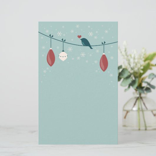 Cute Winter Bird Holiday Briefpapier (Staand voorkant)