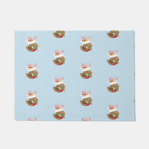 Cute Winter Bird Holiday Design Kerstmis Deurmat