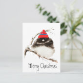 Cute Winter Bird in Pet, Kerstmis, Humor, Junco Feestdagenkaart (Staand voorkant)