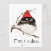 Cute Winter Bird in Pet, Kerstmis, Humor, Junco Feestdagenkaart (Voorkant)