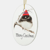 Cute Winter Bird in Pet, Kerstmis, Humor, Junco Keramisch Ornament (Links)