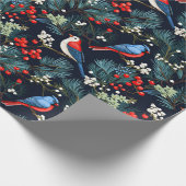 Cute Winter Birds Cadeaupapier (Hoek)