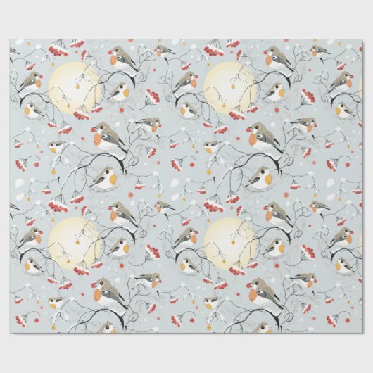 Cute Winter Birds Cadeaupapier (Vlak)