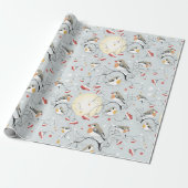 Cute Winter Birds Cadeaupapier (Uitgerold)