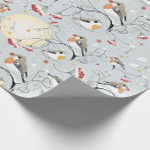 Cute Winter Birds Cadeaupapier (Hoek)