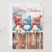 Cute Winter Birds Christmas Cards Feestdagenkaart (Voorkant)