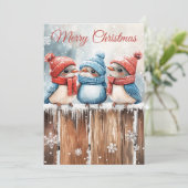 Cute Winter Birds Christmas Cards Feestdagenkaart (Staand voorkant)