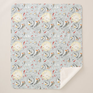 Cute Winter Birds Sherpa Deken