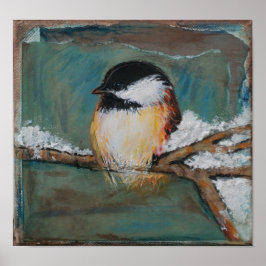 Cute Winter Black Capped Chickadee Art Print