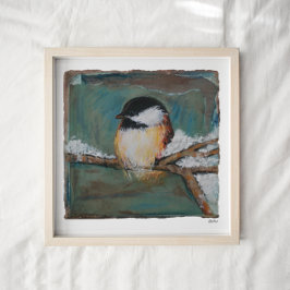 Cute Winter Black Capped Chickadee Art Print