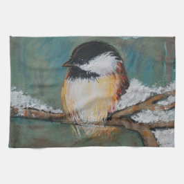 Cute Winter Black Capped Chickadee Bird Theedoek