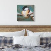 Cute Winter Black Capped Chickadee Canvas Print (Insitu (Slaapkamer))