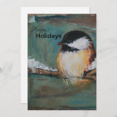 Cute Winter Black Capped Chickadee Feestdagenkaart (Voorkant / Achterkant)