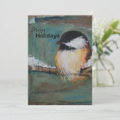 Cute Winter Black Capped Chickadee Feestdagenkaart (Staand voorkant)