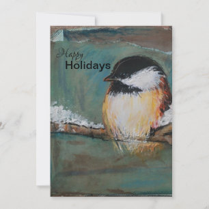 Cute Winter Black Capped Chickadee Feestdagenkaart