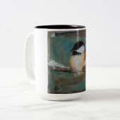 Cute Winter Black Capped Chickadee Mok (Voorkant links)