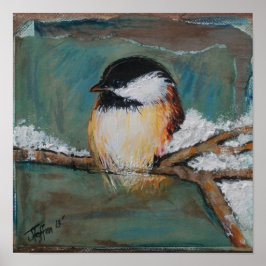 Cute Winter Black Capped Chickadee | POSTER