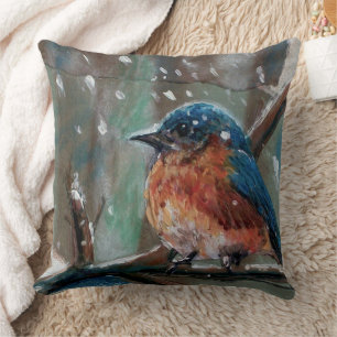Cute Winter Blue Bird Sierkussen
