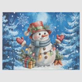 Cute Winter Blue Christmas Snowman  Tissuepapier