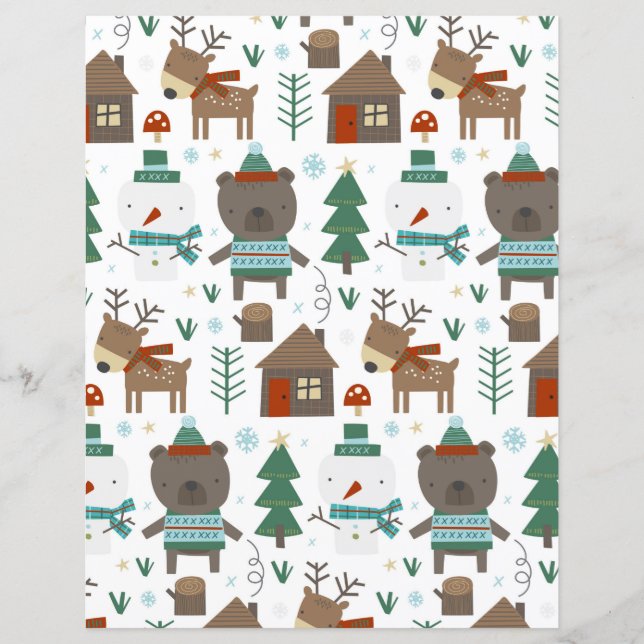 Cute Winter Bossen Scrapbook Paper (Voorkant)