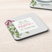 Cute Winter Botanical KerstGreens Bier Onderzetter (Linkerzijde)