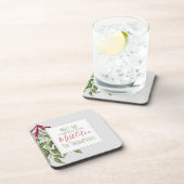 Cute Winter Botanical KerstGreens Bier Onderzetter (Rechterzijde)