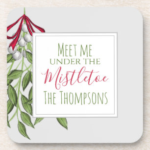 Cute Winter Botanical KerstGreens Bier Onderzetter