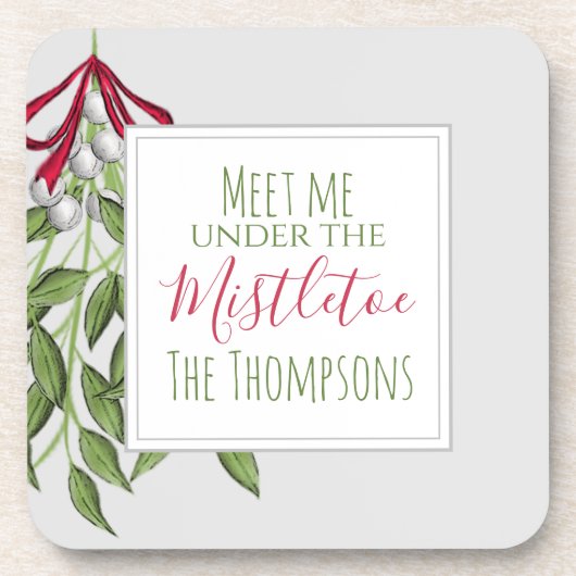 Cute Winter Botanical KerstGreens Bier Onderzetter (Voorkant)