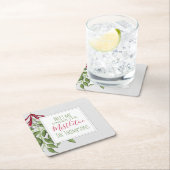 Cute Winter Botanical KerstGreens Kartonnen Onderzetters (Insitu)