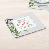 Cute Winter Botanical KerstGreens Kartonnen Onderzetters (Schuin)