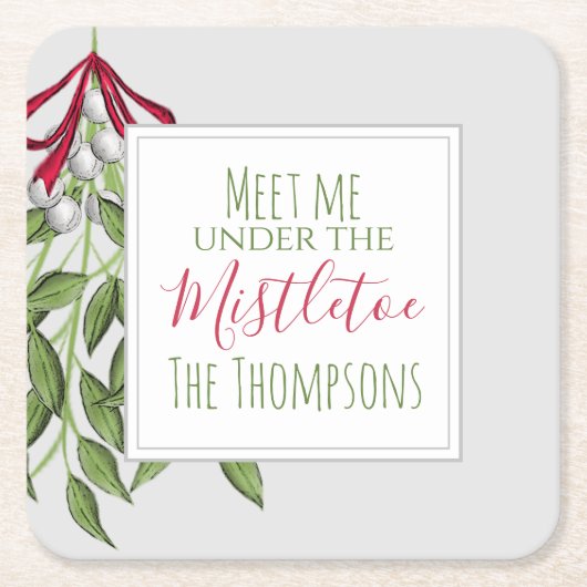 Cute Winter Botanical KerstGreens Kartonnen Onderzetters (Voorkant)