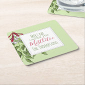 Cute Winter Botanical KerstGreens Kartonnen Onderzetters (Schuin)