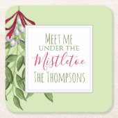 Cute Winter Botanical KerstGreens Kartonnen Onderzetters (Voorkant)