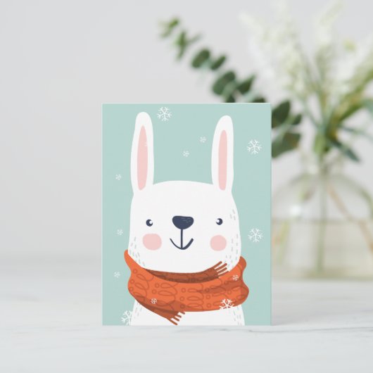 Cute Winter Bunny briefkaart (Staand voorkant)