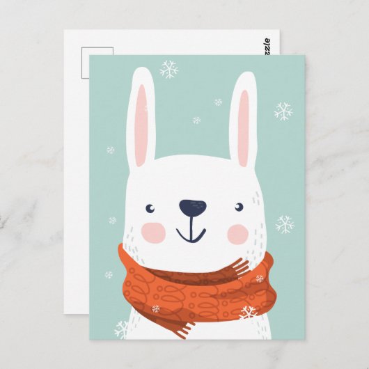 Cute Winter Bunny briefkaart (Voorkant / Achterkant)