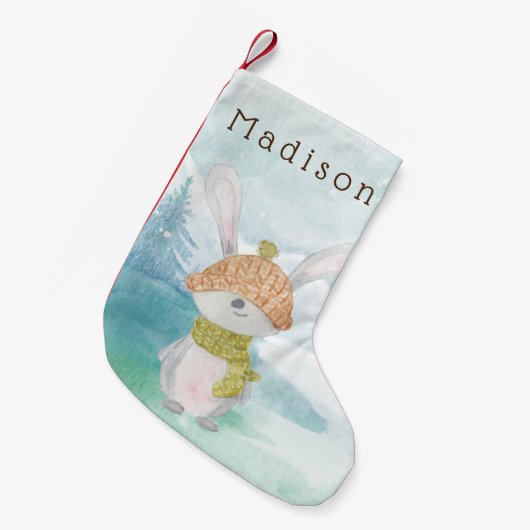 Cute Winter Bunny Kleine Kerstsok (Voorkant (Hangend))