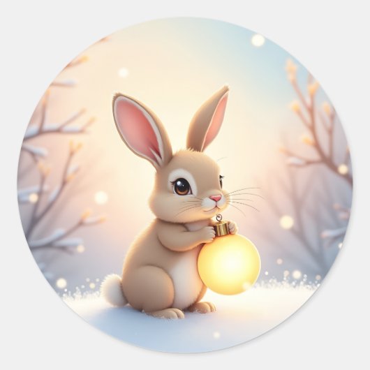Cute Winter Bunny Sticker (Voorkant)