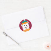 Cute Winter Cartoon Beer Snowflake Ronde Sticker (Envelop)