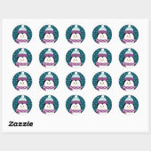 Cute Winter Cartoon Penguin Snowflake Ronde Sticker (Vel)