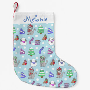 Cute Winter Cat Collage Kleine Kerstsok