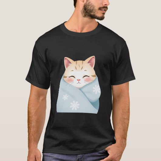 Cute Winter Cat Wrapped in Snowflake Blanket ✨🐾❄️ T-shirt (Voorkant)
