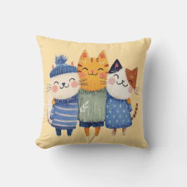 Cute Winter Cats Hugging Pillow – Cozy Gift Kussen