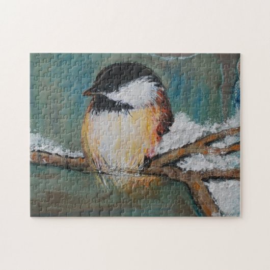 Cute Winter Chickadee Art Legpuzzel (Horizontaal)