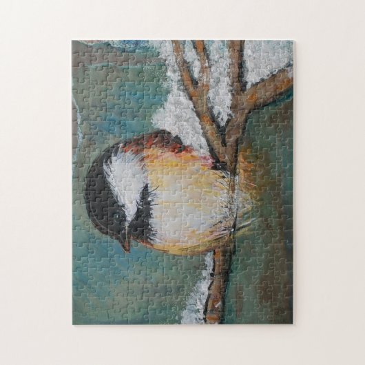 Cute Winter Chickadee Art Legpuzzel (Verticaal)