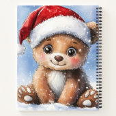 Cute Winter Christmas Santa Bear Cub Watercolor  Notitieboek (Achterkant)