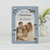 Cute Winter Dachshund Christmas Photo Card Feestdagenkaart (Staand voorkant)