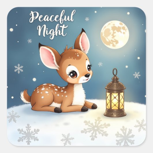 Cute Winter Deer Sticker (Voorkant)